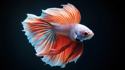 Poster - Orange and White Betta Fish with Flowing Fins