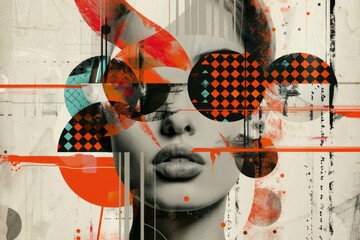 Poster - Portrait of a woman with sunglasses on her face