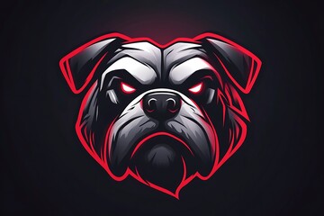 Canvas Print - Angry Bulldog Mascot Logo Design with Red Eyes and Outline