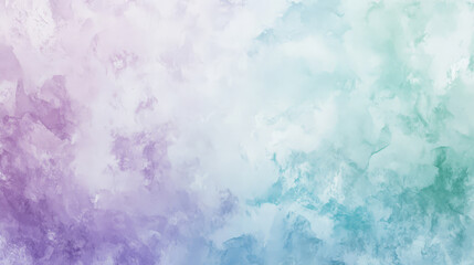 Poster - A soft and dreamy watercolor abstract background with light shades of lavender, mint green, and powder blue, blending gently for a calming effect.