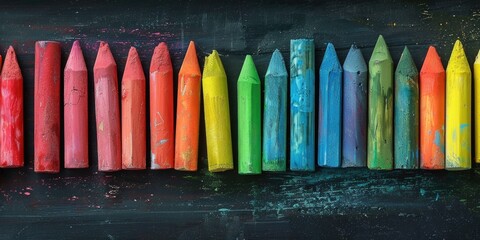 Poster - A collection of vibrant crayons arranged side by side