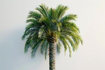 Wall Mural - A palm tree stands out against a clean white wall, perfect for minimalist or tropical-themed designs