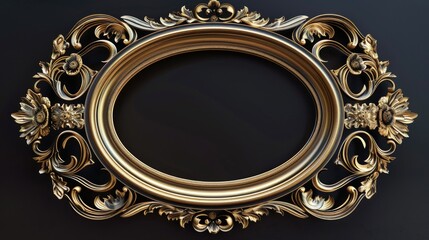 Poster - A decorative gold frame on a dark-colored wall, ready for display or use as a design element