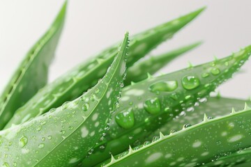 Wall Mural - Close-up photo of a plant with water droplets on its leaves