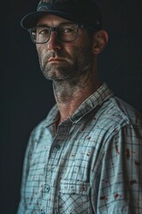 Poster - A person wearing glasses and a baseball cap, perfect for everyday use or as a character reference
