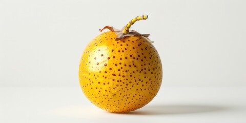 Sticker - Close-up shot of an orange on a clean white surface, perfect for highlighting texture and color