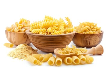 Poster - Colorful pasta assortment in natural wood container