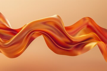Poster - A vibrant orange flowing fabric against a neutral beige background, great for use in fashion or textiles context