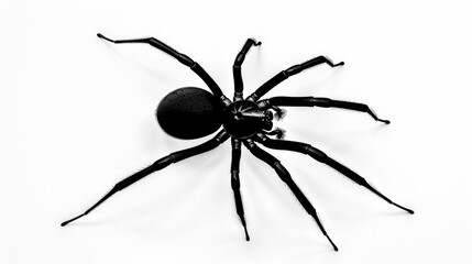 Poster - A black spider sits on a white surface, waiting patiently