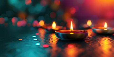 Poster - Group of candles providing warm light on a surface, suitable for various settings and events