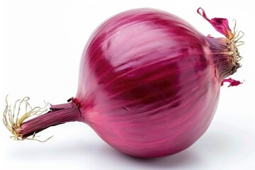 Poster - A single red onion placed on a clean white surface