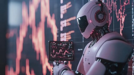 Poster - AI Trading Robot Analyzing Cryptocurrency Market Data, Illustrating the Future of Finance
