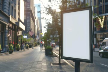 Aufkleber - A blank billboard on the side of a city street with a plain white background and no advertising or messages