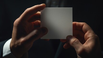 Aufkleber - A person holds a white card in their hand