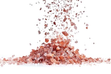 Poster - A collection of rocks and gravel on a smooth white surface, ideal for use in backgrounds or as a decorative element