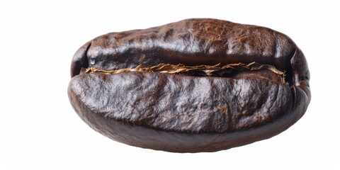 Poster - A close-up shot of a single coffee bean on a white background, ideal for food or product photography