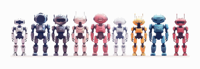 Toy androids on a white background. Vector flat minimalistic isolated illustration.