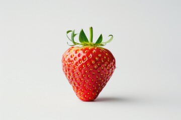 Poster - A single strawberry on a white surface