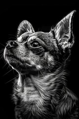 Canvas Print - A dog caught in monochrome light, suitable for editorial or creative use