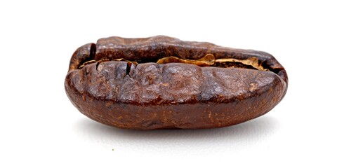 Poster - A single coffee bean on a white background, perfect for advertising or product designs