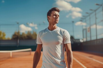 Poster - A person holding a tennis racquet on a tennis court