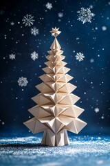 Wall Mural - it's an origami christmas tree made out of folded sheets of paper.
