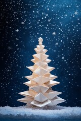 Wall Mural - an origami christmas tree made out of folded paper.