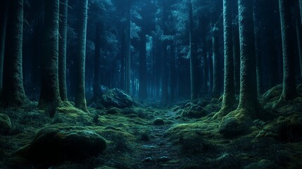 Wall Mural - Night forest scenery