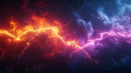 Sticker - Abstract Red and Blue Lightning Storm Background