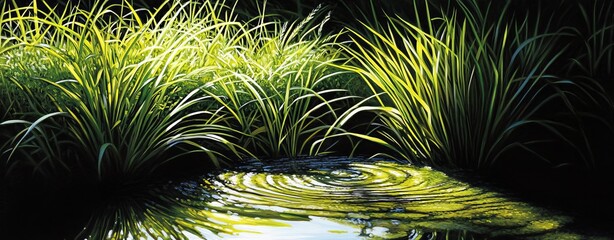 Wall Mural - The grass in this field of water looks very nice,