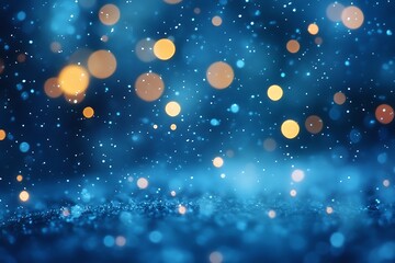 Wall Mural - Abstract Blue Bokeh Background with Sparkling Lights