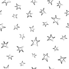 Poster - Child Doodles Stars Seamless Pattern. Abstract outline drawn gold star. Cute Simple Black and white Background. Pattern for package wallpaper cover textile print. Vector illustration