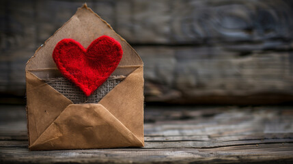 Wall Mural - valentine love letter card romance red heart