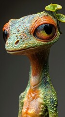 Poster - Close-Up Portrait of a Green Gecko with Striking Eyes