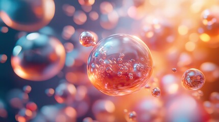 Wall Mural - abstract glowing bubbles: science and technology