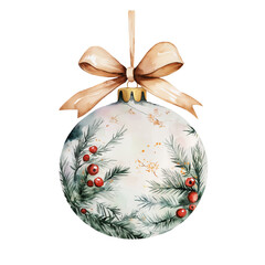 Wall Mural - isolated christmas ball decoration on transparent background. christmas tree decoration with a bow. 