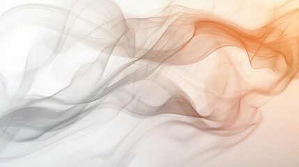 Poster - Gentle wisps of soft peach and light gray smoke swirl gently, forming a flowing, serene abstract background with delicate transitions.