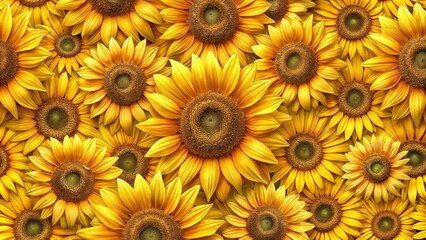 Sunflowers arrangement on textured background, vibrant illustration, summer colors