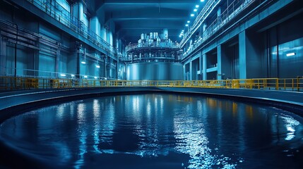 Poster - nuclear power, sense of science and technology, ultra-wide angle, big data, industrial machinery