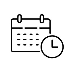 Calendar with clock, minimalistic time and date icon