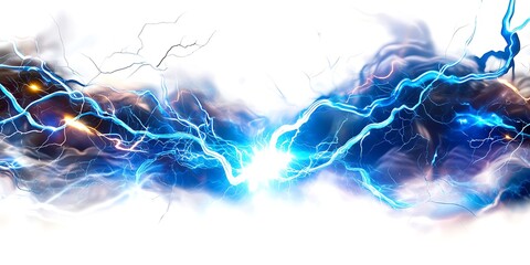 Abstract blue and white electric lightning strike