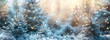 © PUTRI - Christmas background. Xmas tree with snow decorated with garland lights, holiday festive background. Widescreen frame backdrop. New year Winter art design, Christmas scene wide screen holiday border