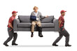 © Ljupco Smokovski - Movers carrying sofa with injured elderly man