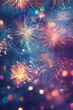 © ShPRoman - holiday fireworks salute colorful bokeh background texture Generative AI