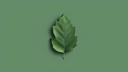 Poster - Single green leaf on green background.