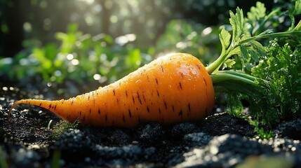 Canvas Print - Freshly Harvested Carrot in a Garden