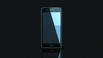 Wall Mural - Black smartphone on a black background.