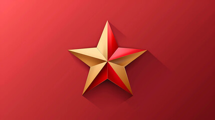 A gold and red star with a long shadow on a red background.