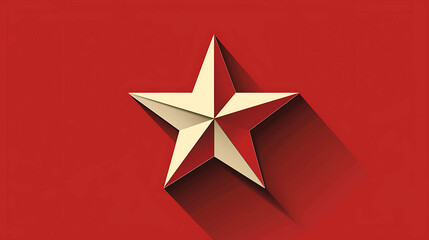 Poster - Single gold star on a red background, with long shadow.