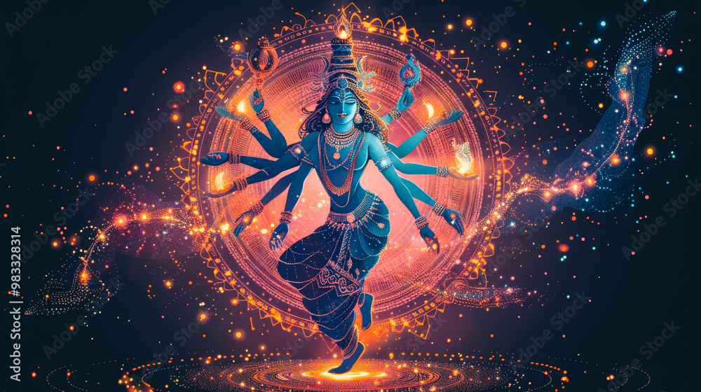 Cosmic Dance of Hindu Deity Lord Shiva in Mystical Universe Stock ...